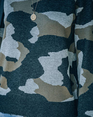 Sawyer Distressed Camo Knit Sweater Oshnow