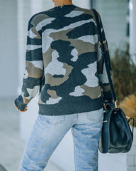 Sawyer Distressed Camo Knit Sweater Oshnow