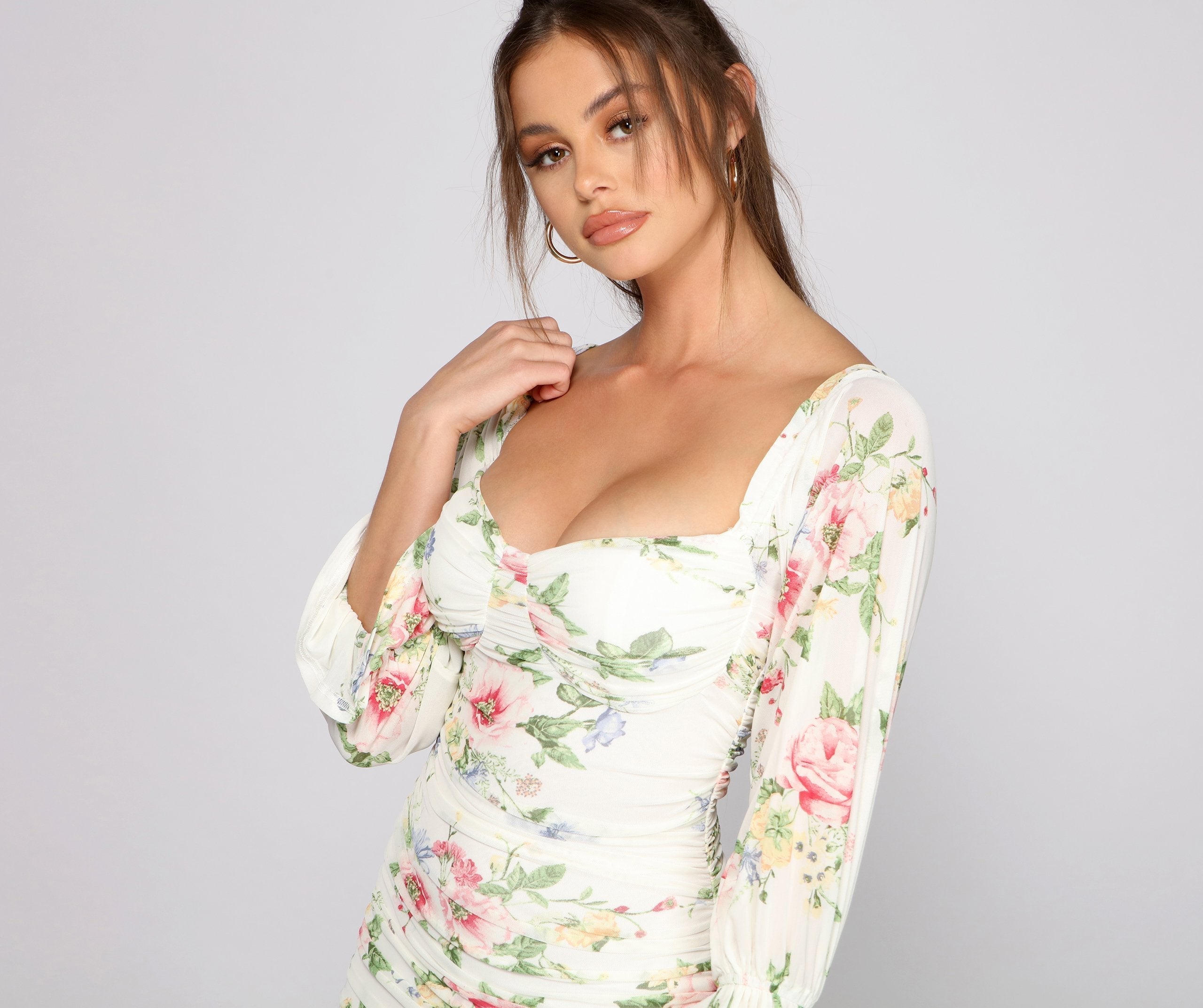 Say Yes To Florals Mesh Bodycon Oshnow