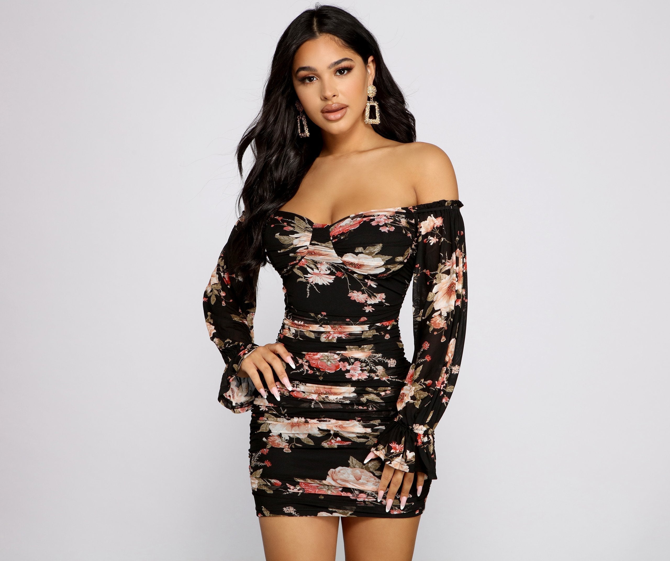 Say Yes To Florals Mesh Bodycon Oshnow