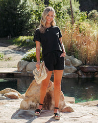 Saylor Cotton Blend Tee - Worn Black Oshnow