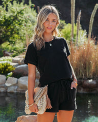 Saylor Cotton Blend Tee - Worn Black Oshnow