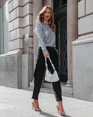 Scarlett Sequin Padded Shoulder Bodysuit - Grey Blue  - SALE Oshnow