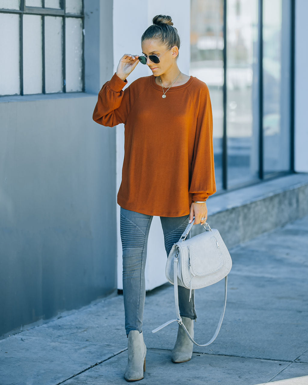 Serafina Knit Raglan Top - Camel Oshnow