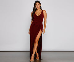 Serena Formal High Slit Lurex Dress Oshnow