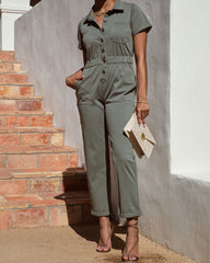 Serena Pocketed Jumpsuit - Olive Oshnow