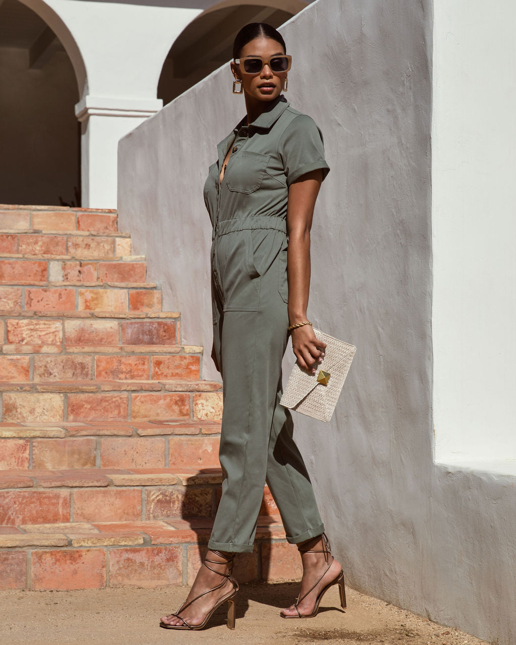 Serena Pocketed Jumpsuit - Olive Oshnow