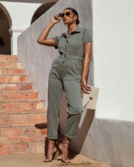 Serena Pocketed Jumpsuit - Olive Oshnow