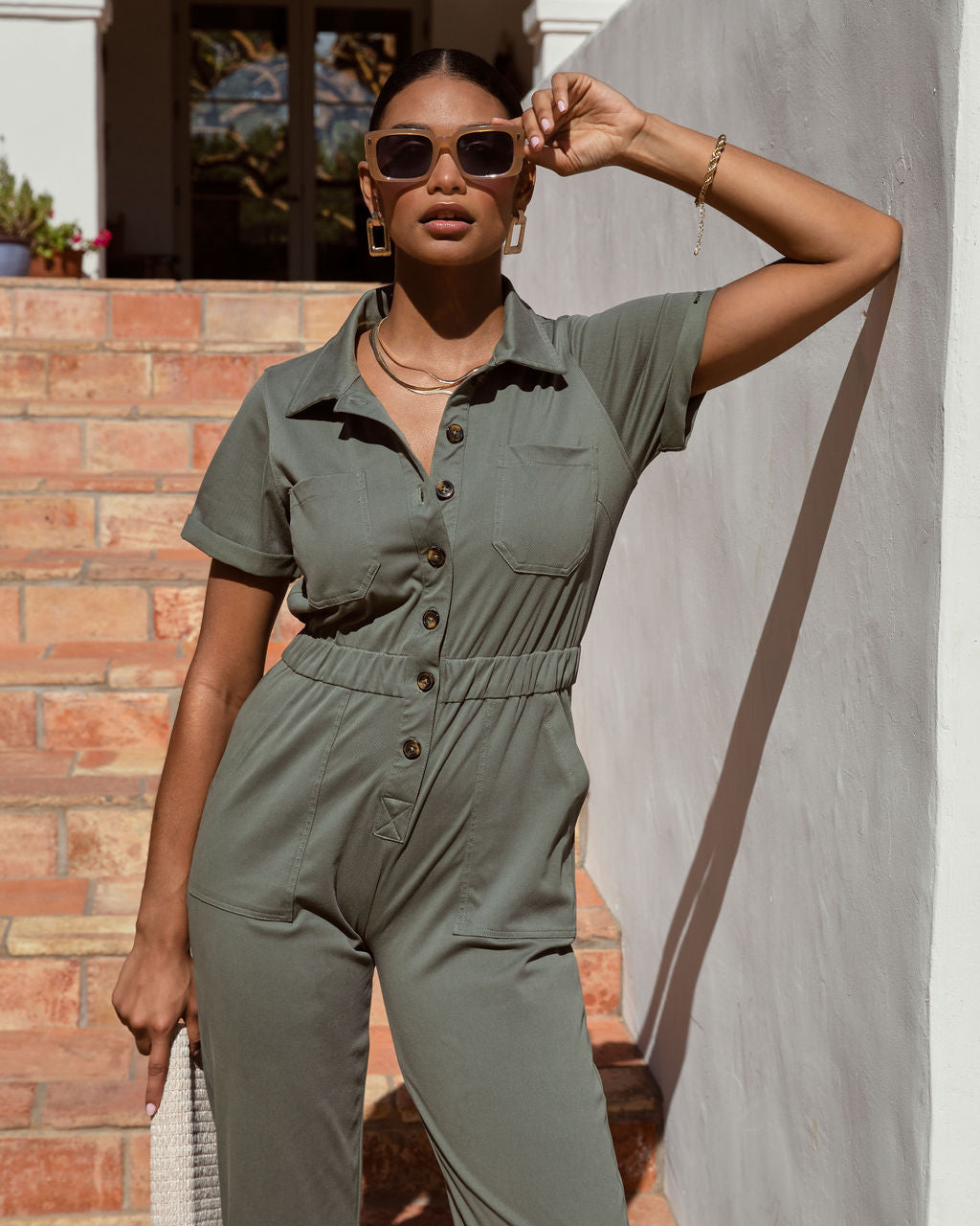 Serena Pocketed Jumpsuit - Olive Oshnow