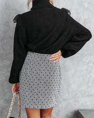 Serving Looks Polka Dot Pocketed Mini Skirt - Grey Oshnow