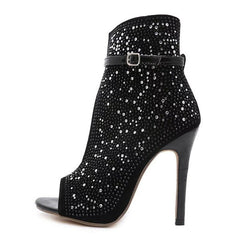 Sexy Diamonds Buckle Peep Toe High Heels Oshnow