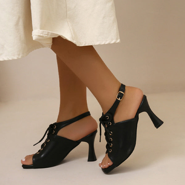 Sexy Lace-Up Buckle Stiletto Heeled Sandals Oshnow