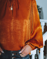 Shai Billowed Sleeve Blouse - Burnt Orange Oshnow