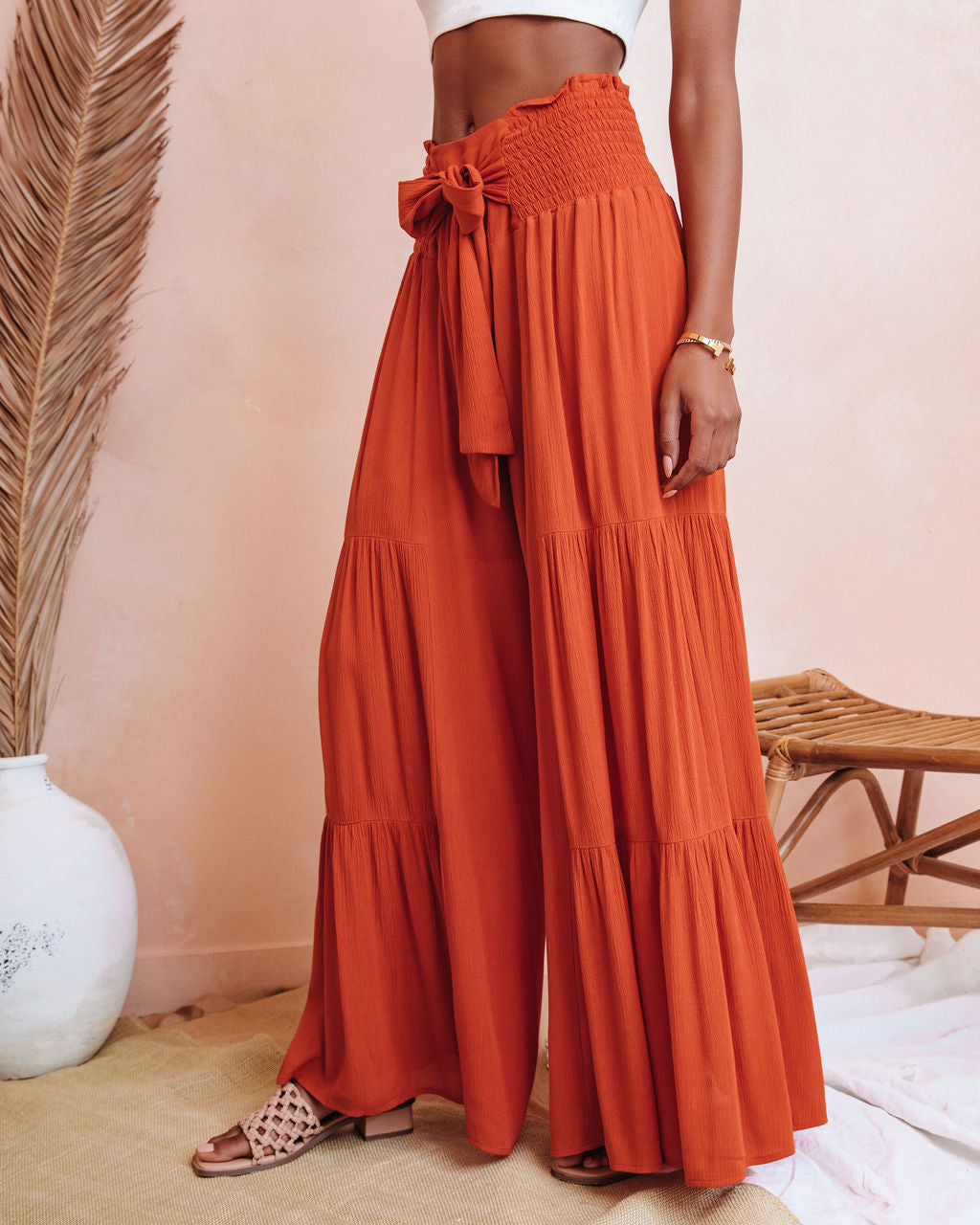 Shanista Smocked Wide Leg Pants - Clay Oshnow