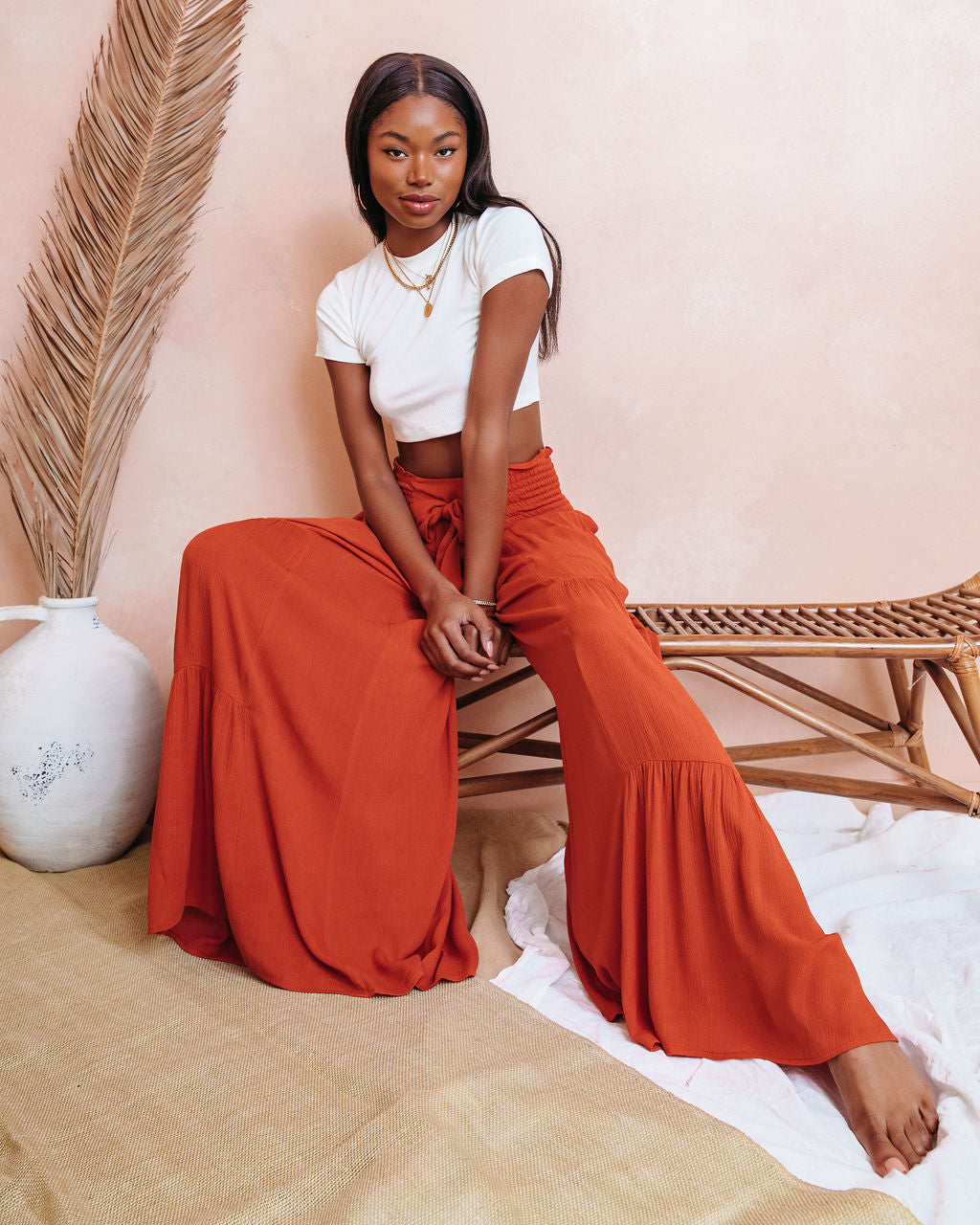 Shanista Smocked Wide Leg Pants - Clay Oshnow