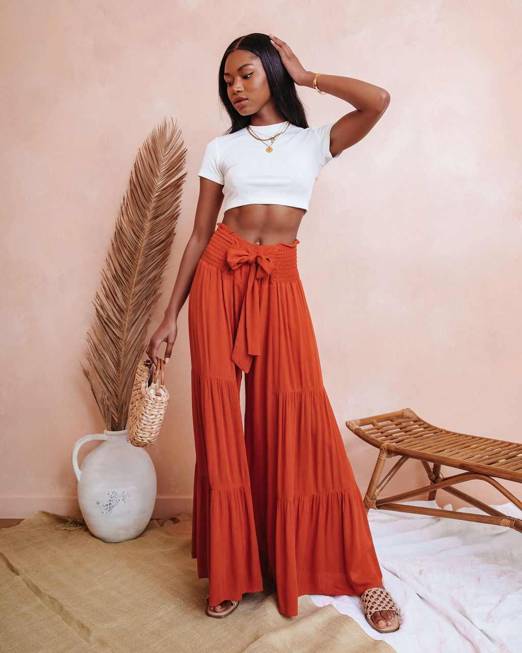 Shanista Smocked Wide Leg Pants - Clay Oshnow