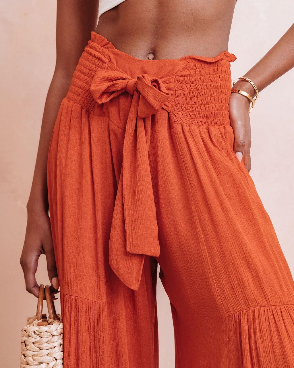 Shanista Smocked Wide Leg Pants - Clay Oshnow