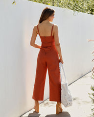 She Is Unstoppable Cotton Pocketed Jumpsuit - Rust Oshnow