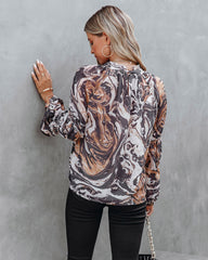 Show Love Printed Ruffle Sleeve Blouse Oshnow