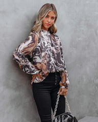 Show Love Printed Ruffle Sleeve Blouse Oshnow