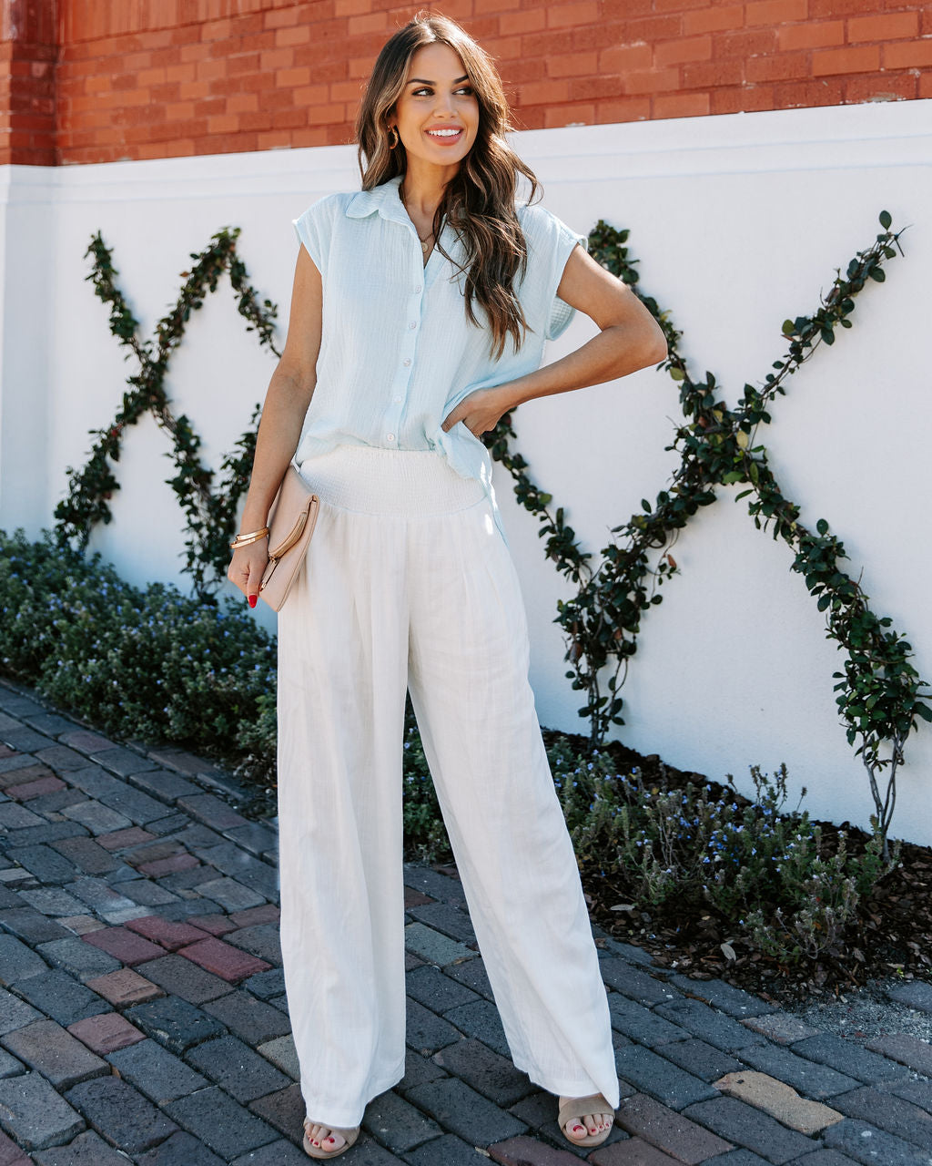 Shyanne Cotton Button Down Top - Blue Oshnow