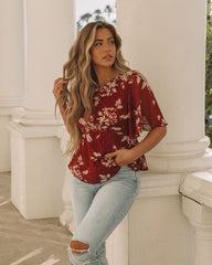 Sidney Floral Shimmer Peplum Blouse Oshnow