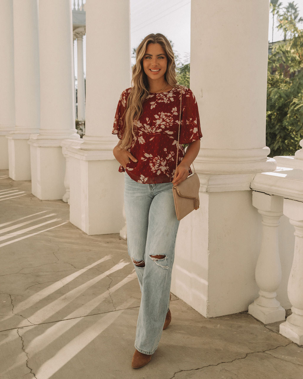 Sidney Floral Shimmer Peplum Blouse Oshnow