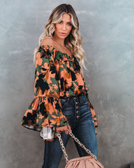 Simba Floral Off The Shoulder Bell Sleeve Top Oshnow