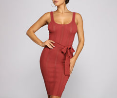 Slay In Style Ribbed Scoop Neck Midi Dress Oshnow