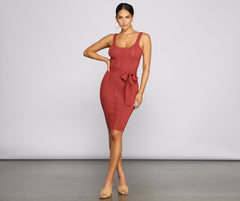 Slay In Style Ribbed Scoop Neck Midi Dress Oshnow