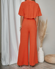 Slice Of Sunshine Pocketed Wide Leg Pants - Orange Oshnow