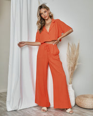 Slice Of Sunshine Pocketed Wide Leg Pants - Orange Oshnow