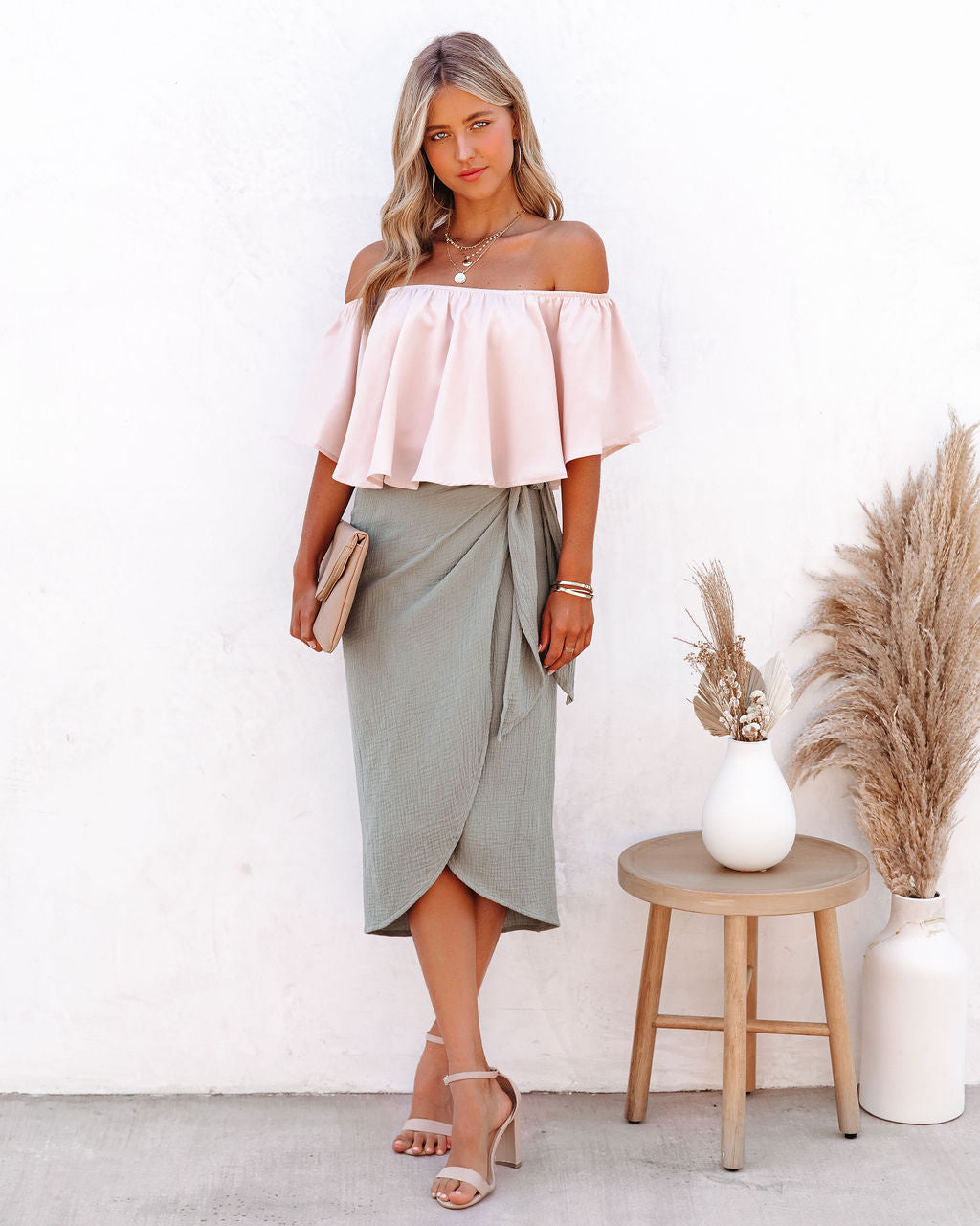 Slow Kiss Off The Shoulder Top - Nude Oshnow
