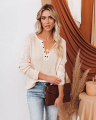 Slow Your Roll Cotton Knit Grommet Top - Natural Oshnow