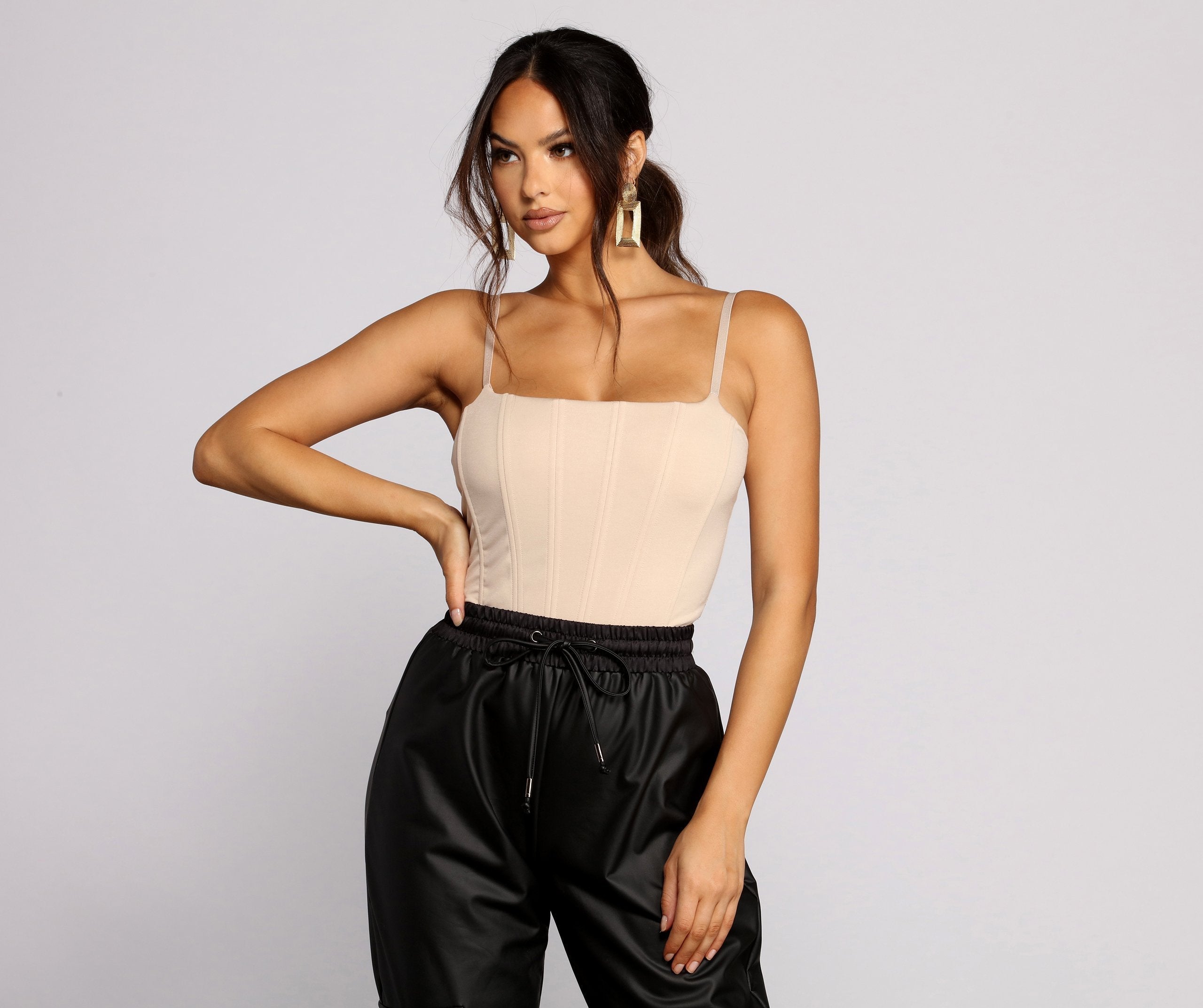 So Chic Corset Sleeveless Top Oshnow