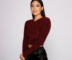 So Chic Crew Neck Lurex Crop Top Oshnow