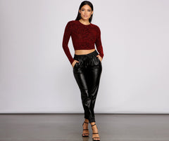 So Chic Crew Neck Lurex Crop Top Oshnow