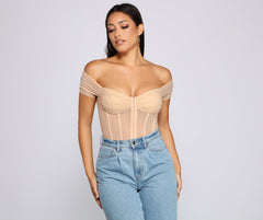 So Chic Mesh Bustier Bodysuit Oshnow