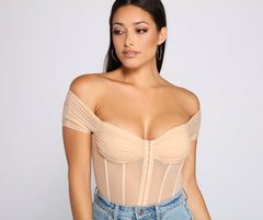 So Chic Mesh Bustier Bodysuit Oshnow