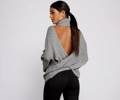 So Chic Surplice Open Back Sweater Oshnow