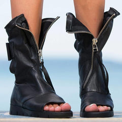 Soft Faux Leather Zipper Boots Oshnow