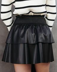 Soho Faux Leather Tiered Mini Skirt - Black Oshnow