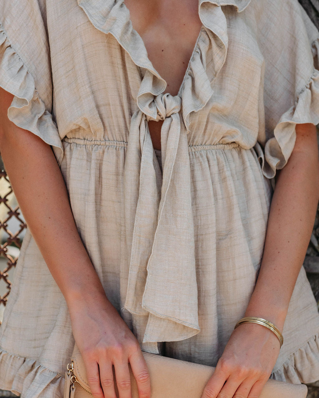 Sorley Pocketed Romper - Taupe Oshnow