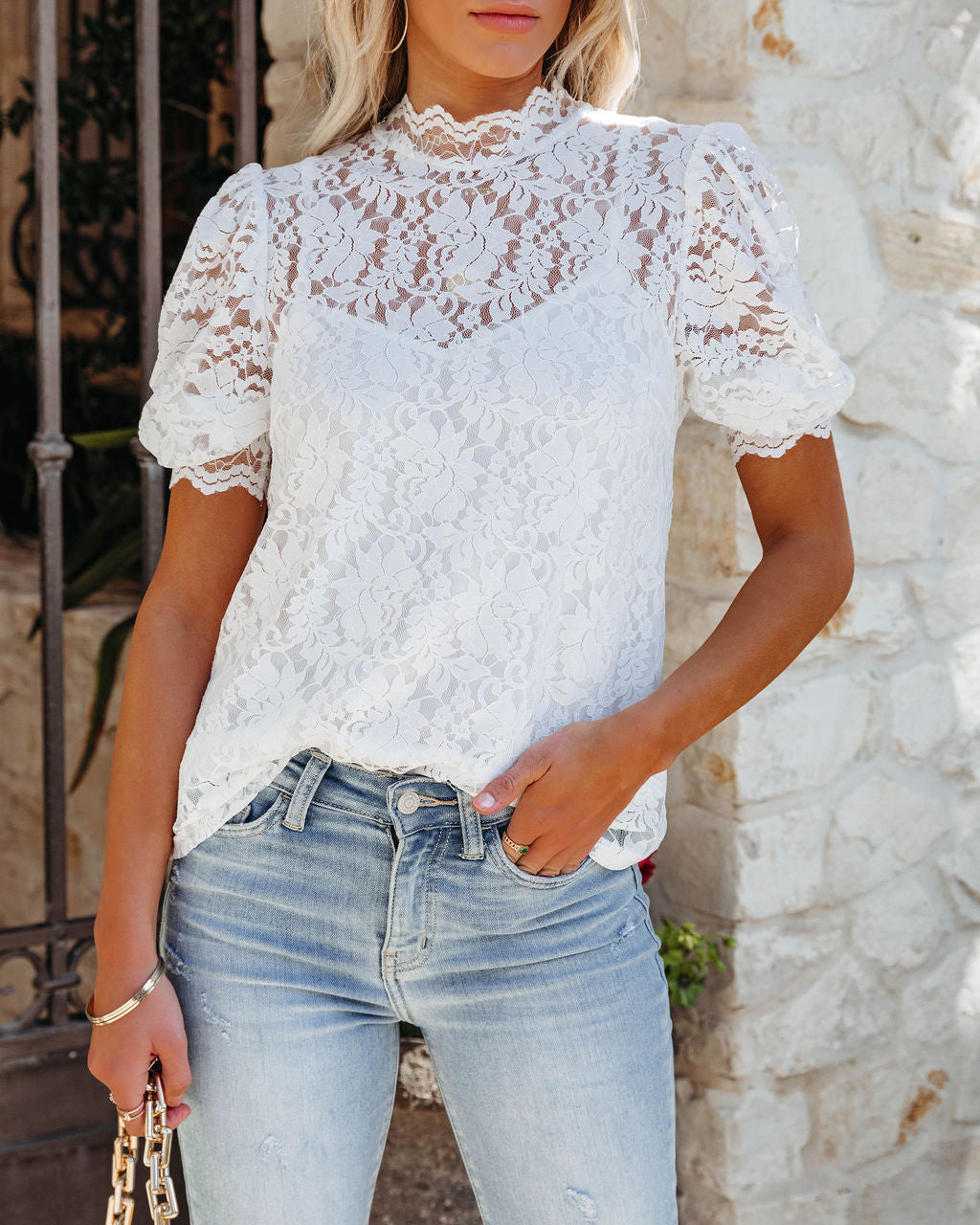 Sparks Will Fly Lace Blouse - Ivory Oshnow