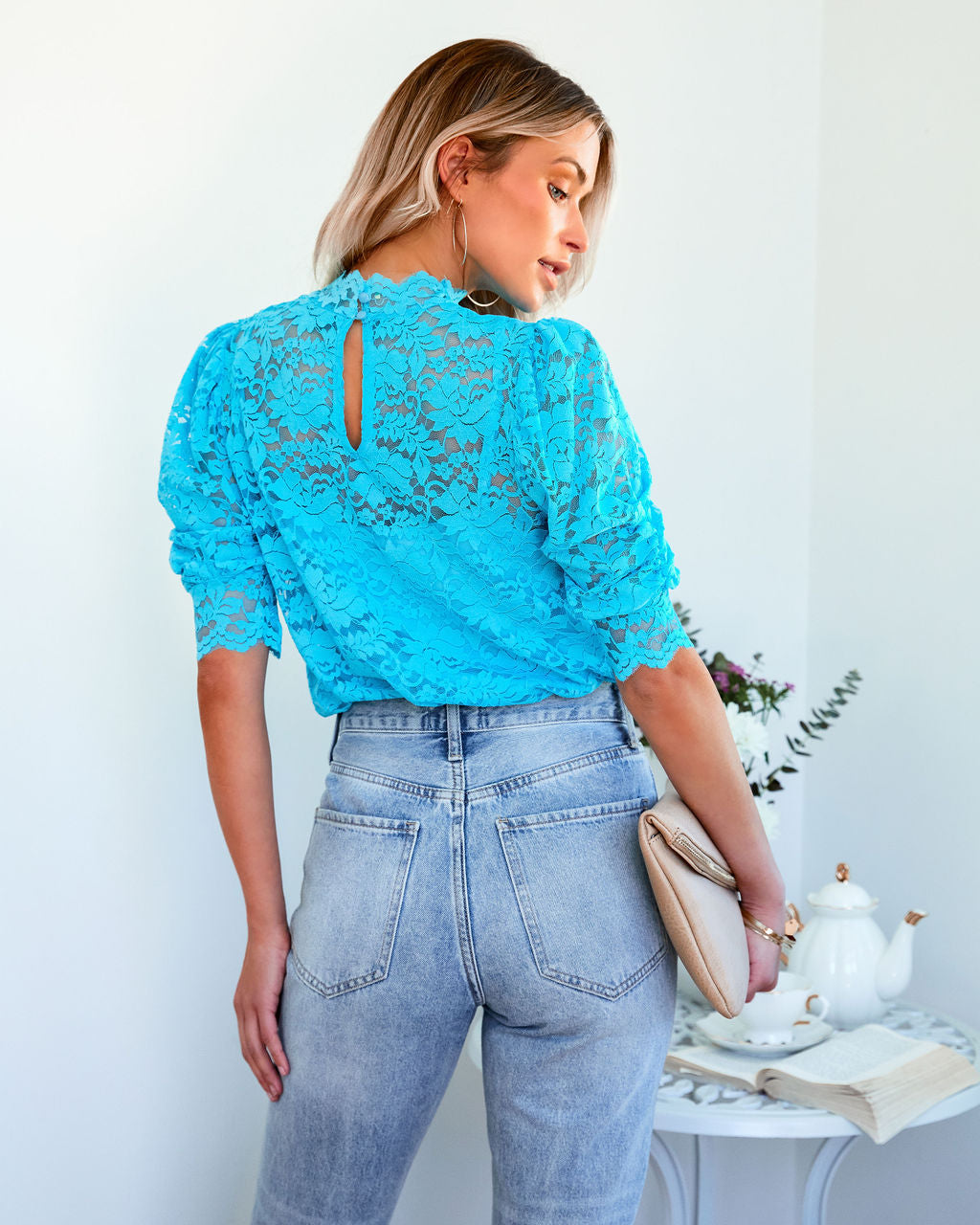 Sparks Will Fly Lace Blouse - Sky Oshnow