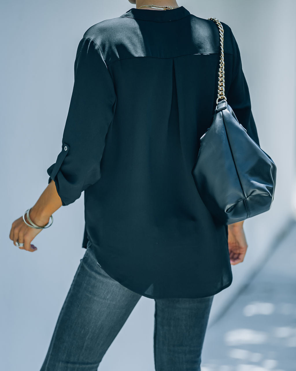 Split The Tab Blouse - New Black Oshnow