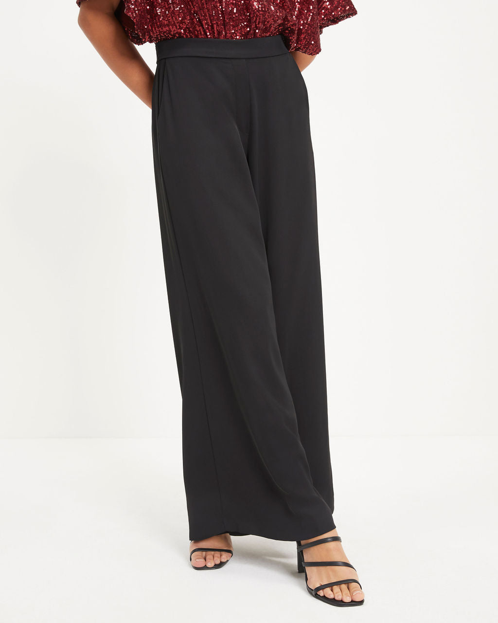 Spread The Cheer Wide Leg Pants - Black - SALE Oshnow