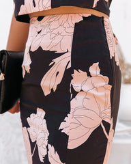 Sprout Satin Floral Midi Skirt Oshnow