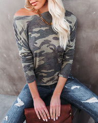Stand For Something Camo Knit Top Oshnow