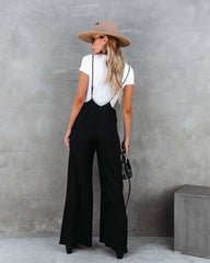 Stand Out Wide Leg Adjustable Overalls - Black - SALE Oshnow